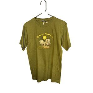 Hakuna Matata Tanzania Elephant Graphic Olive‎ Green T-Shirt M Airborne NWOT
